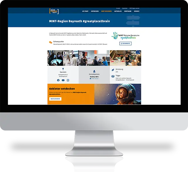 Die Datenbank von MINTRAUM Bayern auf einem Computerbildschirm